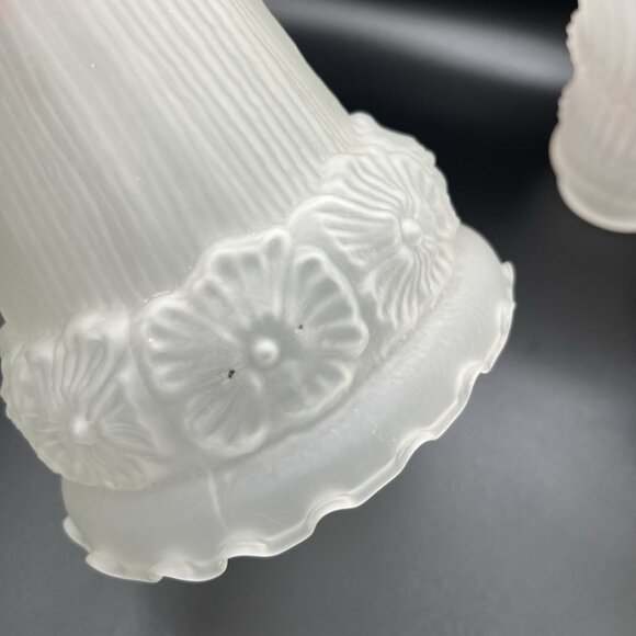 Vintage Frosted Glass Light Shades Lot 3 Art Deco Mid Century 2.25” Fitter READ - Picture 6 of 14